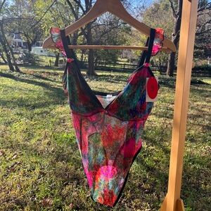 Parade Women's Silky Mesh Flutter Strap Bodysuit